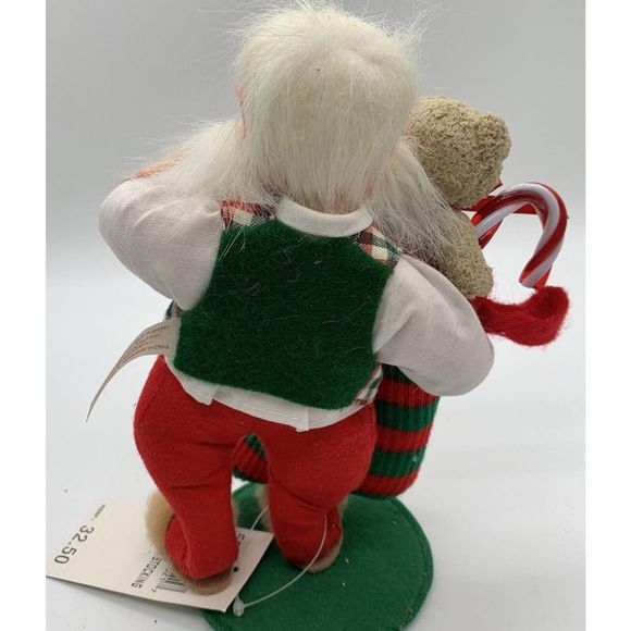 Vntg Lot Of 3 Annalee Santas Cutting Down Tree, Holding Mail Bag And Stocking - Picture 6 of 11